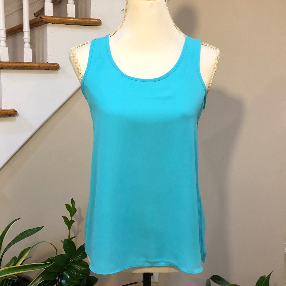 Teal Slit Open Back Tank Top